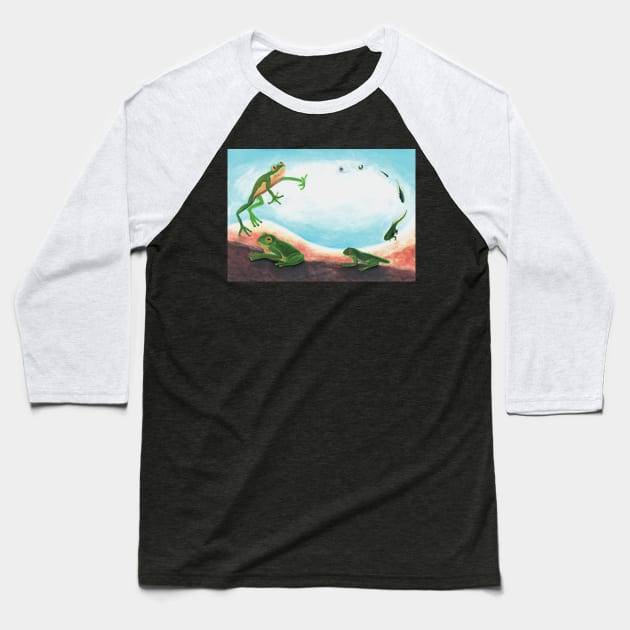 Metamorphosis - Life cycle of a frog Baseball T-Shirt by Julia Doria Illustration